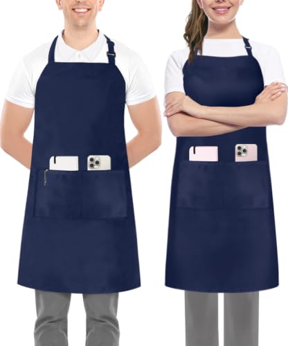 Utopia Kitchen Bib Aprons 2 Pack Adjustable With 2 Pockets - color: Navy
