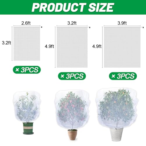 Cosweet 9 Pack Sun Resistant Garden Bird Netting for Plants, 3 Sizes