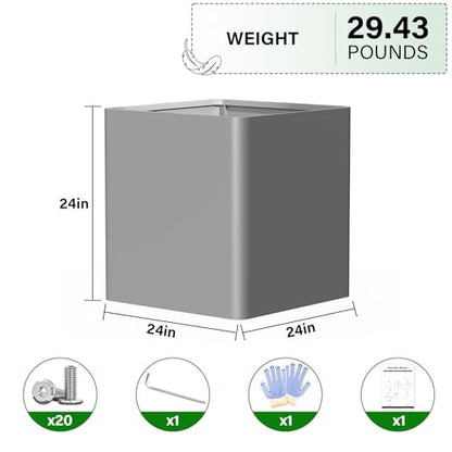 24-Inch Square Outdoor Metal Planter - color: Gray, size: 24"L x 24"W x 24"H