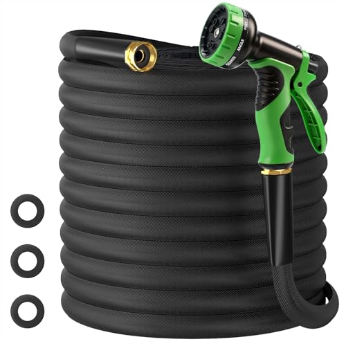 Garden Hose 25 FT, High-Pressure Water Hose with 10 Spray Nozzles - size: 25FT