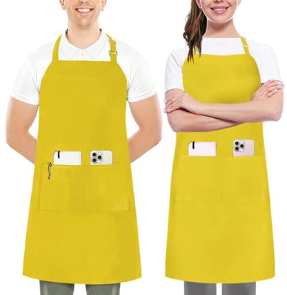 Utopia Kitchen Bib Aprons 2 Pack Adjustable With 2 Pockets - color: Yellow