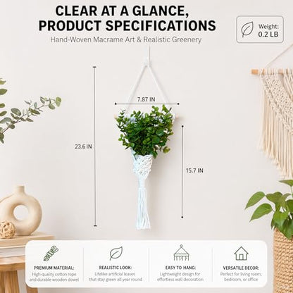 2Pcs Macrame Wall Plant Hanger, Boho Hanging Planter Basket - color: White X 2pc