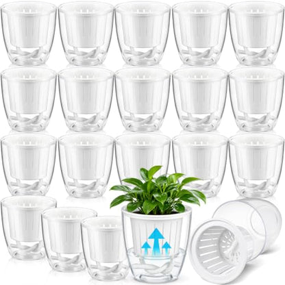 Self Watering Plant Pots, 3.5'', Transparent White, 18 Pcs - color: Transparent White, size: 3.5''