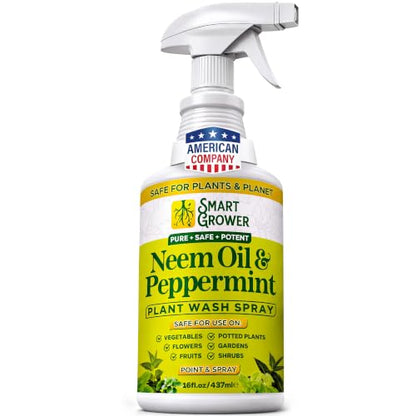 Neem Oil Spray for Plants with Peppermint Oil. Indoor & Outdoor Plant Use - size: 16 Fl Oz