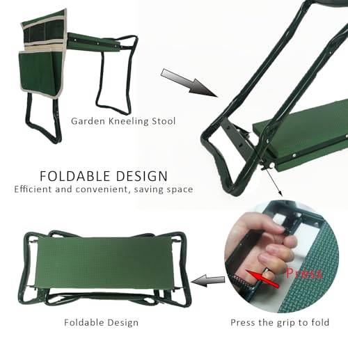Garden Kneeler and Seat with Large Tool Pouch & Storage Bag