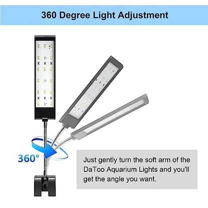 DaToo Aquarium Light Small LED Clip Light for Fish Tank 10W, 1 Yr Warranty - size: 10W (Without Timer & Dimmer)