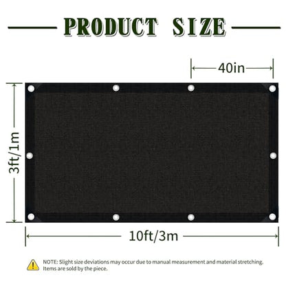 40% Shade Cloth 3×10FT HDPE Sun Shade Net with Grommets - color: 40%Black, size: 3×10FT