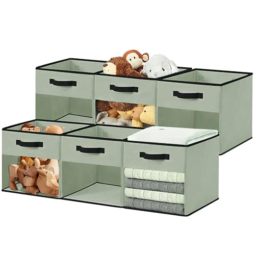 DECOMOMO Storage Bins, Cube Storage Bin with Window - color: Green, size: Cube 11" / 6pcs
