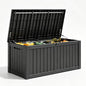 Waterproof Outdoor Storage Box, Resin Patio Organizer,180 Gal,Black - color: Striped Black, style: 180 Gallon