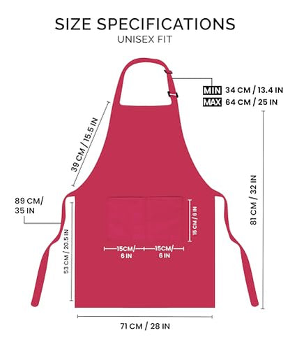 Utopia Kitchen Bib Aprons 2 Pack Adjustable With 2 Pockets - color: Pink