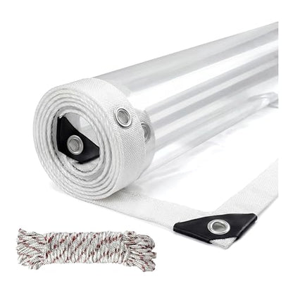 Heavy Duty Clear Tarp Waterproof, 14 Mil Thick Plastic Sheeting with Metal Grommets, Tear-Resistant Clear Vinyl Roll for Greenhouse Cover, Patio Enclosure and Camping, 420g/m²(8x16ft) - size: 8x16ft