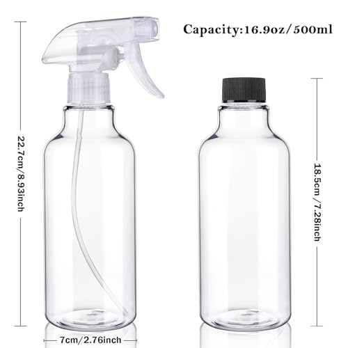 Plastic Spray Bottles, 16.9oz/500ml, 2 Pack，Clear - color: Clear