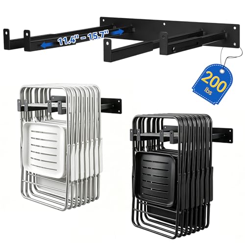 Expandable Folding Chair Storage Racks Wall Mount, 11.4"–15.7" Adjustable