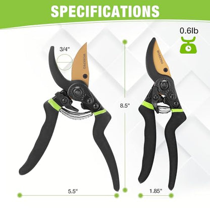 WORKPRO 8.5" Bypass Pruning Shears with Die-cast Aluminum Handle