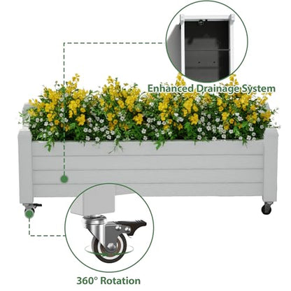 Fancyango Raised Garden Bed with Wheels 13.3" H -Ashen - color: Ashen, size: 13.3"H