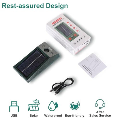 Wall-Mounted Solar Ultrasonic Animal Repellent Indoor Outdoor