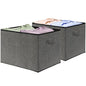 Simple Houseware 15" x 13" Foldable Fabric Storage Bin with Handles, 2 Pack - color: Dark Grey