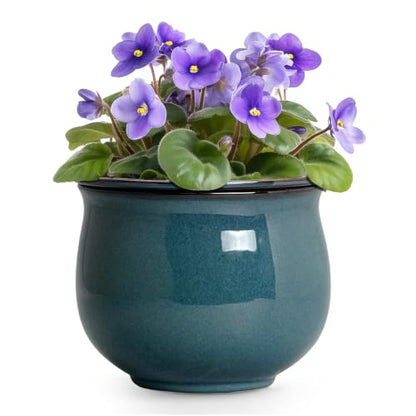 8 Inch Ceramic Self Watering Plant Pots, Ceramic Planter, Retro Blue - color: Retro Blue, size: 8 Inch