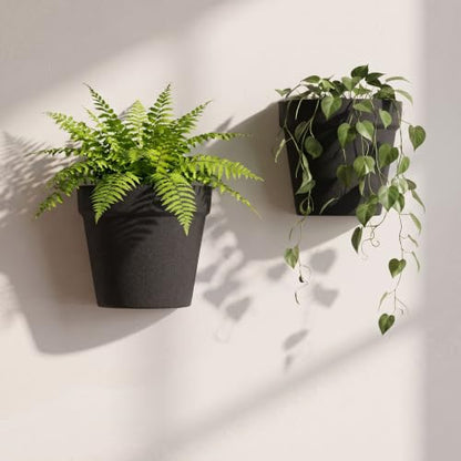 Asnext 2 Pack Indoor Wall Planter, 7.5 Inch Wall Hanging Planter, Black - color: Black