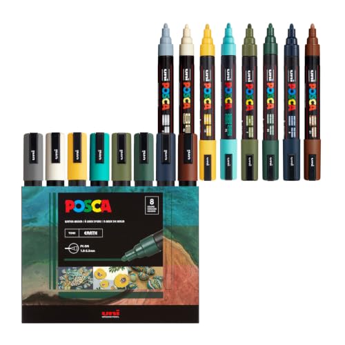 POSCA® PC-5M Water-Based Acrylic Paint Markers, Medium Tip, 8 Count - color: Earth