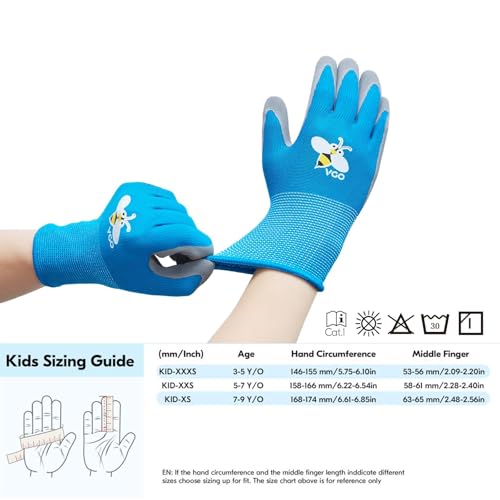 Vgo... 1-Pair Age 5-7 Kids Gardening Gloves, Children Yard Work Gloves, Soft Safety Rubber Gloves (XXS, Blue, KID-RB6013) - color: 1 Pair - Blue, size: XXS Age 5-7 (Pack of 1)