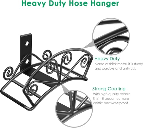 TomCare Garden Hose Holder, Heavy Duty 160FT Large Capacity Hose Hanger - color: Black, size: L （14.9“ x 6” x 8"）