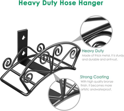 TomCare Garden Hose Holder, Heavy Duty 160FT Large Capacity Hose Hanger - color: Black, size: L （14.9“ x 6” x 8"）