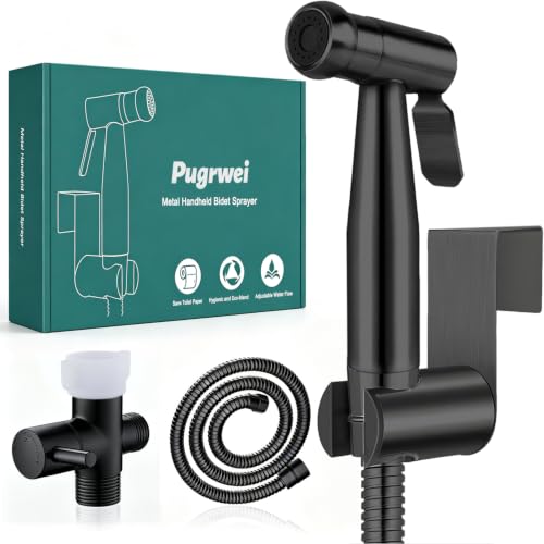 Handheld Bidet Sprayer for Toilet, Premium Stainless Steel Bathroom Bidet Sprayer Set with Anti-Leaking Hose &Water Pressure Control for Feminine Wash, Cloth Diaper for Baby Wash, Wall or Toilet Mount - color: Black