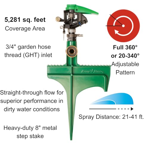 Rain Bird P5RLSP Impact Sprinkler, Full Circle, 25-41 Feet - size: 25' - 41', style: Plastic Impact Sprinkler on Stake