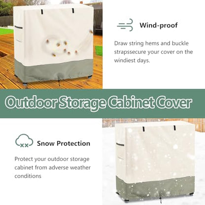 Outdoor Garden Potting Bench Table Cover with Split Zipper,Outdoor Storage Cabinet Cover,Heavy 600D Duty Waterproof Anti-UV All Weather Protection,39" x 19" x 36" -Beige - size: Beige & Green