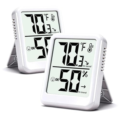 2 Pack Room Thermometer Indoor Hygrometer Digital Humidity Meter - color: White - Upgraded Version, size: 2 - Pack