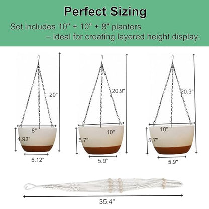 FUSHITON 3 Pack Self-Watering Hanging Planters for Indoor Outdoor