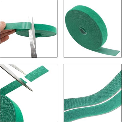 16.4 ft x 0.6 in Garden Green Plant Tie Tape 1 Roll Reusable Nylon Plant Tape Gardening Tips Waterproof Organizer Climbing Plant Trellis Tape for Flowers Tomatoes Vines