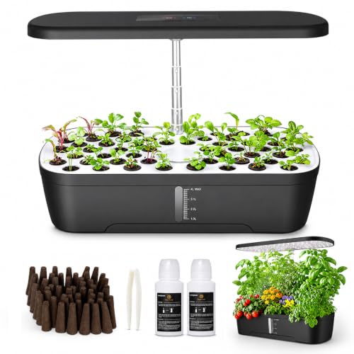52 Pods Smart Hydroponics Growing System Indoor Herb Garden with Auto Timer - color: Black
