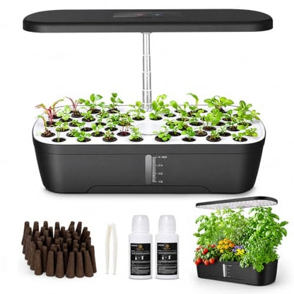 52 Pods Smart Hydroponics Growing System Indoor Herb Garden with Auto Timer - color: Black