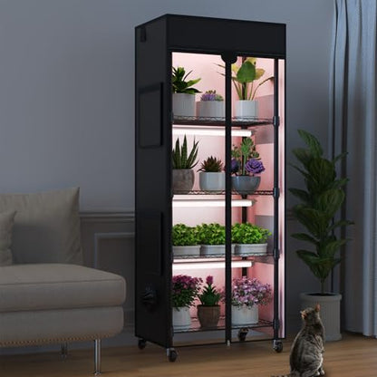 Indoor Greenhouse with Grow Light with 96W, 5 Tier 23.2" L×13.3" W×61.3" H