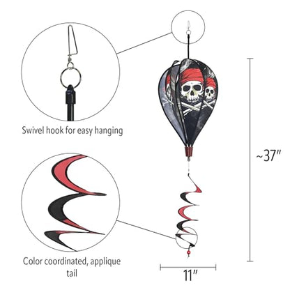 In the Breeze Pirate Hot Air Balloon Wind Spinner,11" W x 17" H, 26" Tail,1039 - color: Pirate