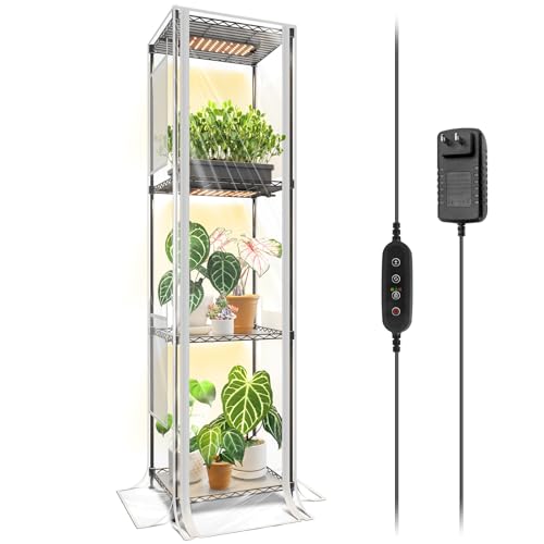 Barrina CX83Z Indoor Greenhouse with Grow Light, 4-Tier, 30W Full Spectrum - color: 3 Spectrum-CX83Z, size: 15.7x11.8x59.1IN w/ Tent
