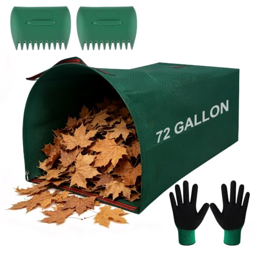 1 Pack 72 Gallon Reusable Yard Waste Bag + 1 Pair of Leaf Scoops