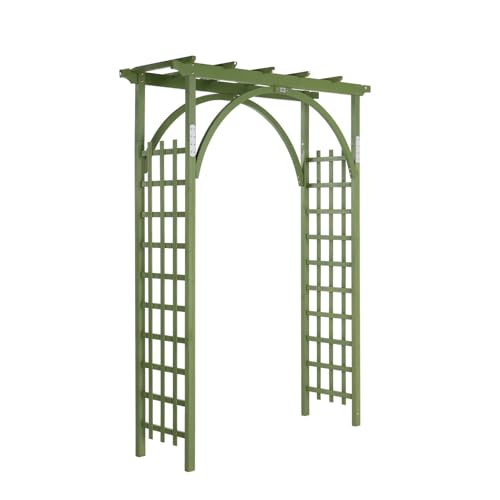 VINGLI 85in Wooden Arbor Garden Arch, Wedding Arch for Ceremony, Wood Trellis for Plant Climbing, Christmas Decor Pergola for Garden Backyard, Lawn (Olive Green) - color: Olive Green