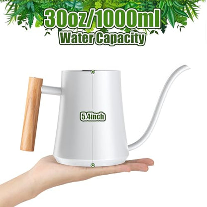 Green Moon 1L/35oz Metal Watering Can Indoor with Long Spout, White - color: White