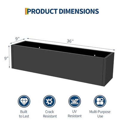 Garvee Metal Planter Box 2 Pack, 36" Window Planter Hanging Flower Pot