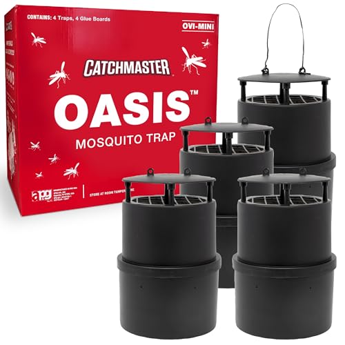 Catchmaster Oasis Ovi-Mini Mosquito Trap 4Pk, Home Outdoor Mosquito Control, Backyard Flying Insect Killer, Glue Board Bug Catcher, Pool, Patio, Shed & Garden Pest Control - size: Traps (4-Pack)