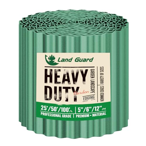 Land Guard Corrugated Metal Garden Edging, 12"×25Ft Steel Landscape Edging, Corrugated Metal Yard Edging Borders, Steel Edging for Landscaping, Garden Fence, Lawn, Flower Bed (Olive-Green) - color: Olive-green, size: 12 Inch×25 Ft