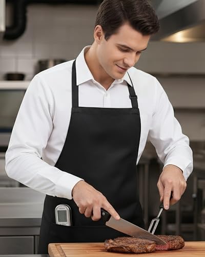 US Trademark Bib Apron for Women/Men, Cooking Kitchen Chef - color: 2 Pack Chef Apron Black