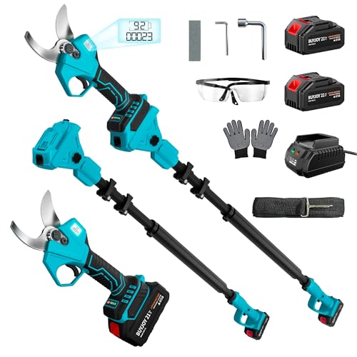 BUYJOY 2-in-1 Pole Pruning Shears, 1.6" Cut Diameter, Brushless Motor - color: Light Blue