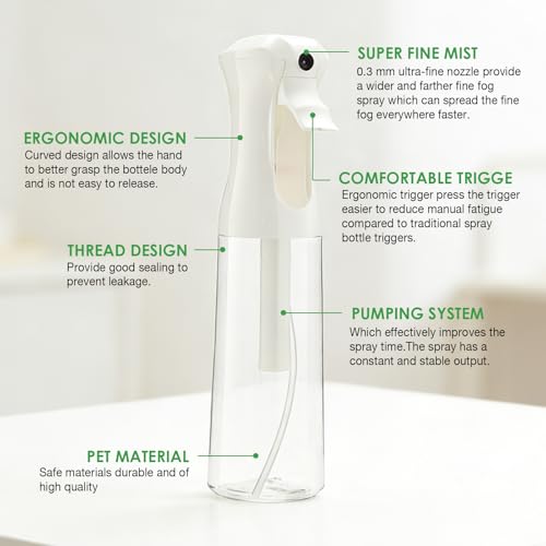 THINTON Mist Spray Bottle for Hair (10oz/300ml) - 2 Pcs