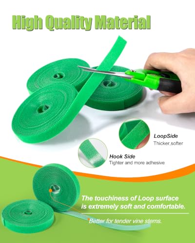8 Rolls (131.2 feet totaling) Hook‑and‑Loop Plant Ties with Pruning Shears, Adjustable Reusable Garden Straps for Climbing Plants, Tomato Vines, 1/2" Wide