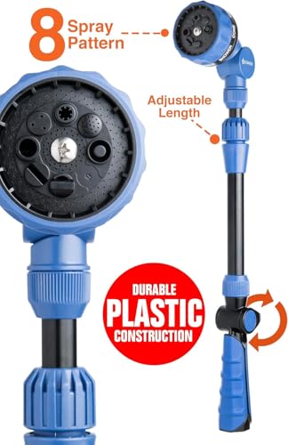 2-Pack Corvid Adjustable Front Trigger Garden Watering Wand, 19-24 Inch Telescoping Hose Nozzle with 8 Spray Patterns, Lightweight Plastic Design for Precise Watering, Cleaning, and Outdoor Use