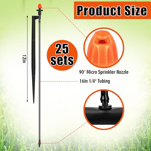 Geelin 25 Pcs 90 Degree Drip Irrigation Emitters, 12" Stake Sprayers - style: 90 Degree